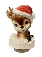 Vintage Christmas Rudolph Reindeer Berman Music Box Red Nose Santa Hat Figurine picture