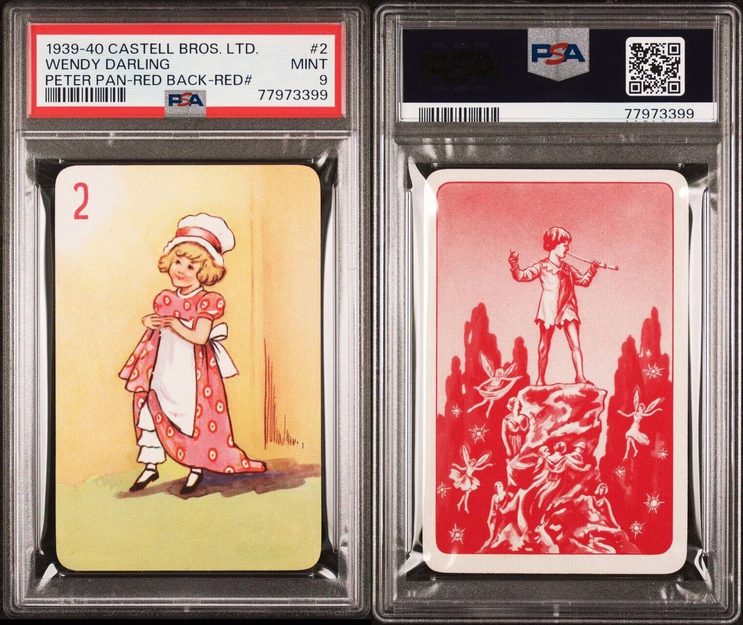 1939 CASTELL BROS. LTD. PETER PAN WENDY DARLING RED BACK PSA 9 MINT POP 1 CARD