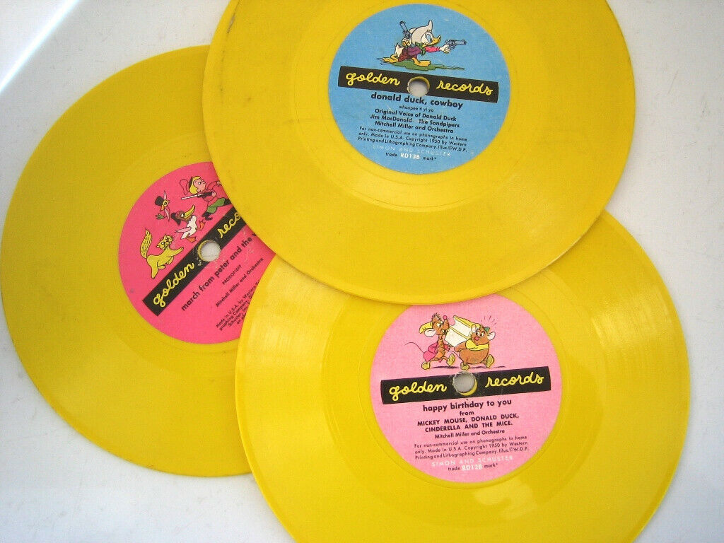 3 Golden Records Donald Duck, Mickey Mouse, Cinderella Cute