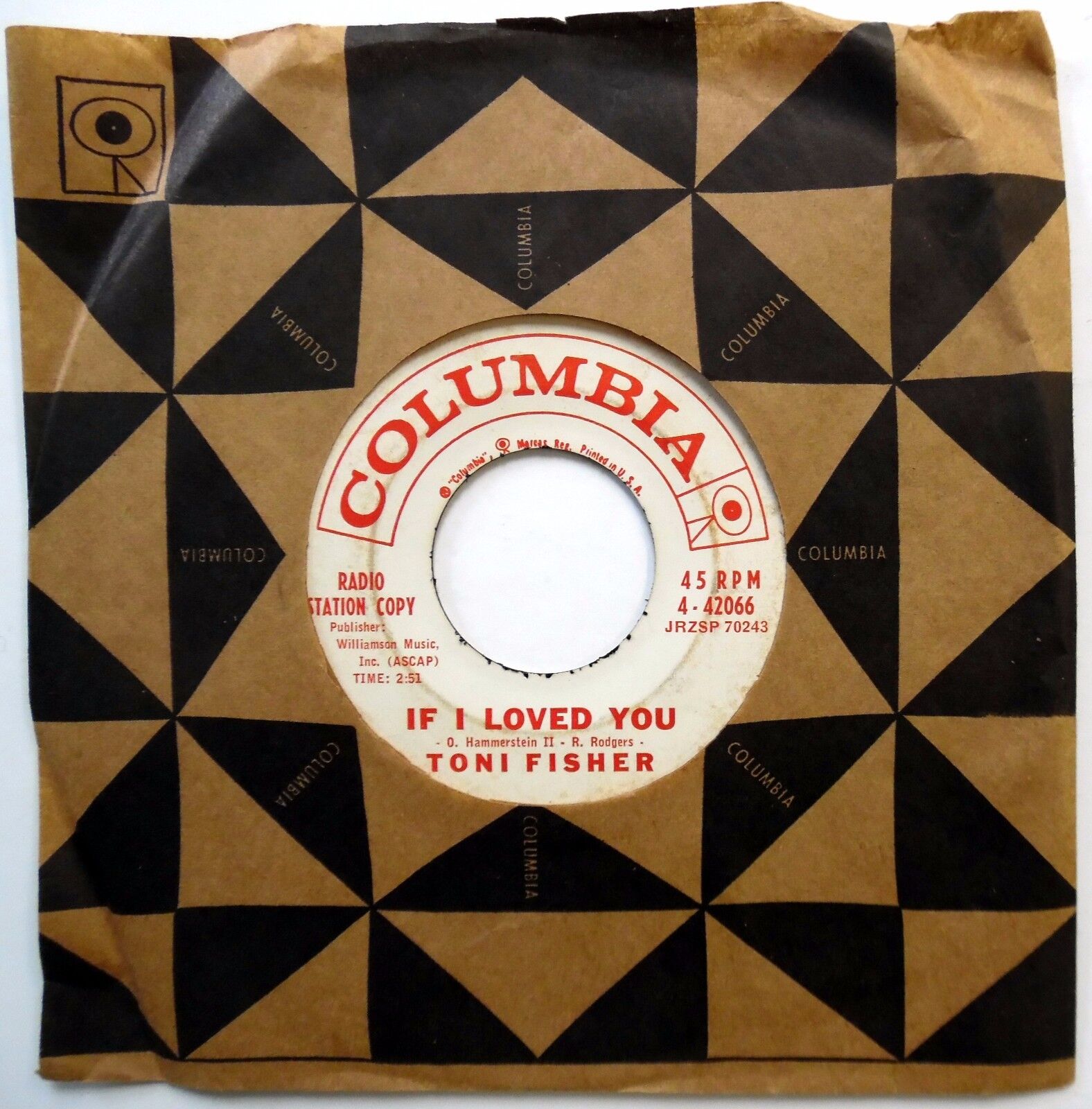 TONI FISHER 45 If I Loved You / Love Big PROMO Pop 1961 w1482