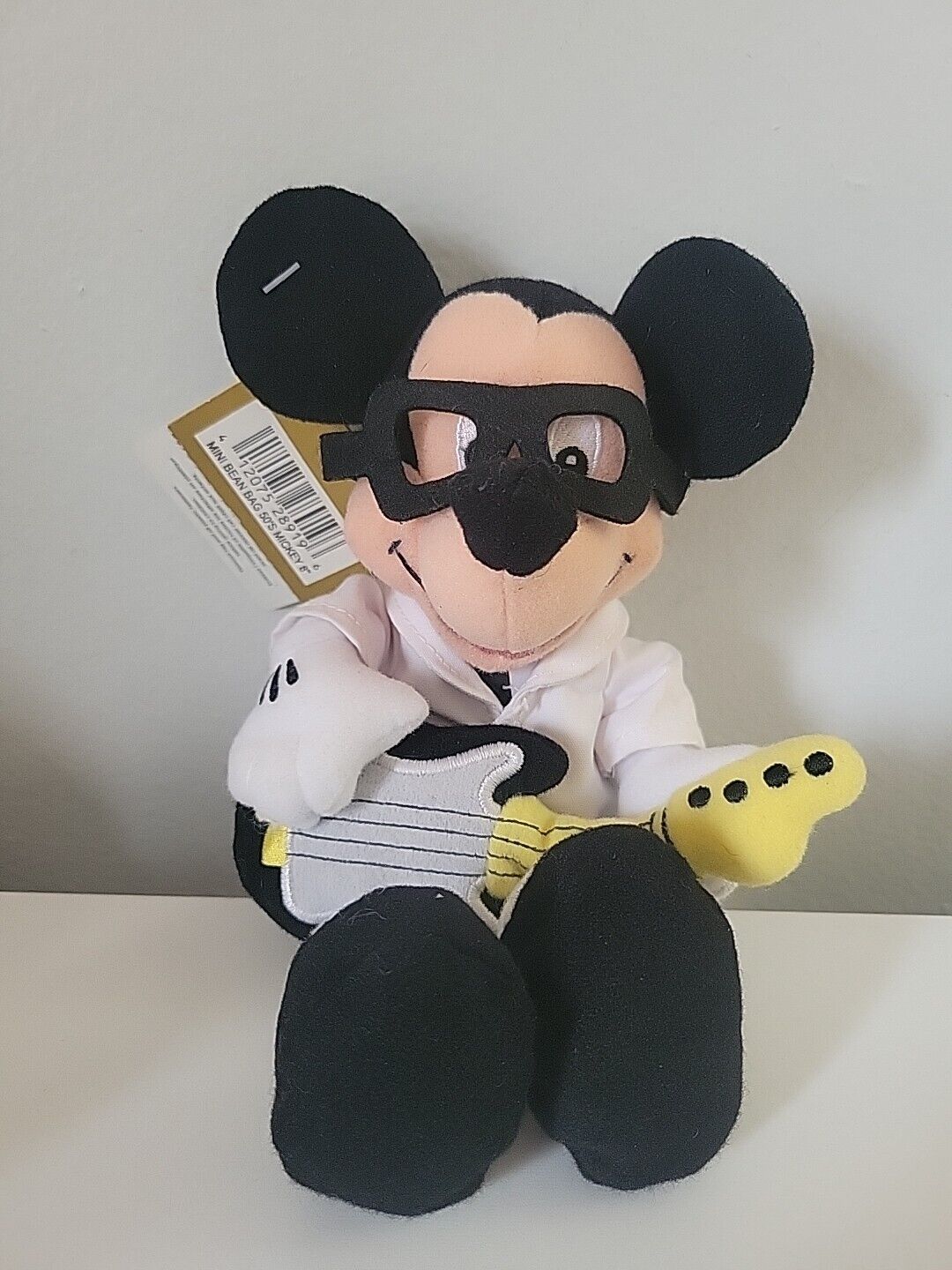 The Disney Store 50\'s Mickey Mouse 8” Bean Stuffed Guitar Walt Disney World