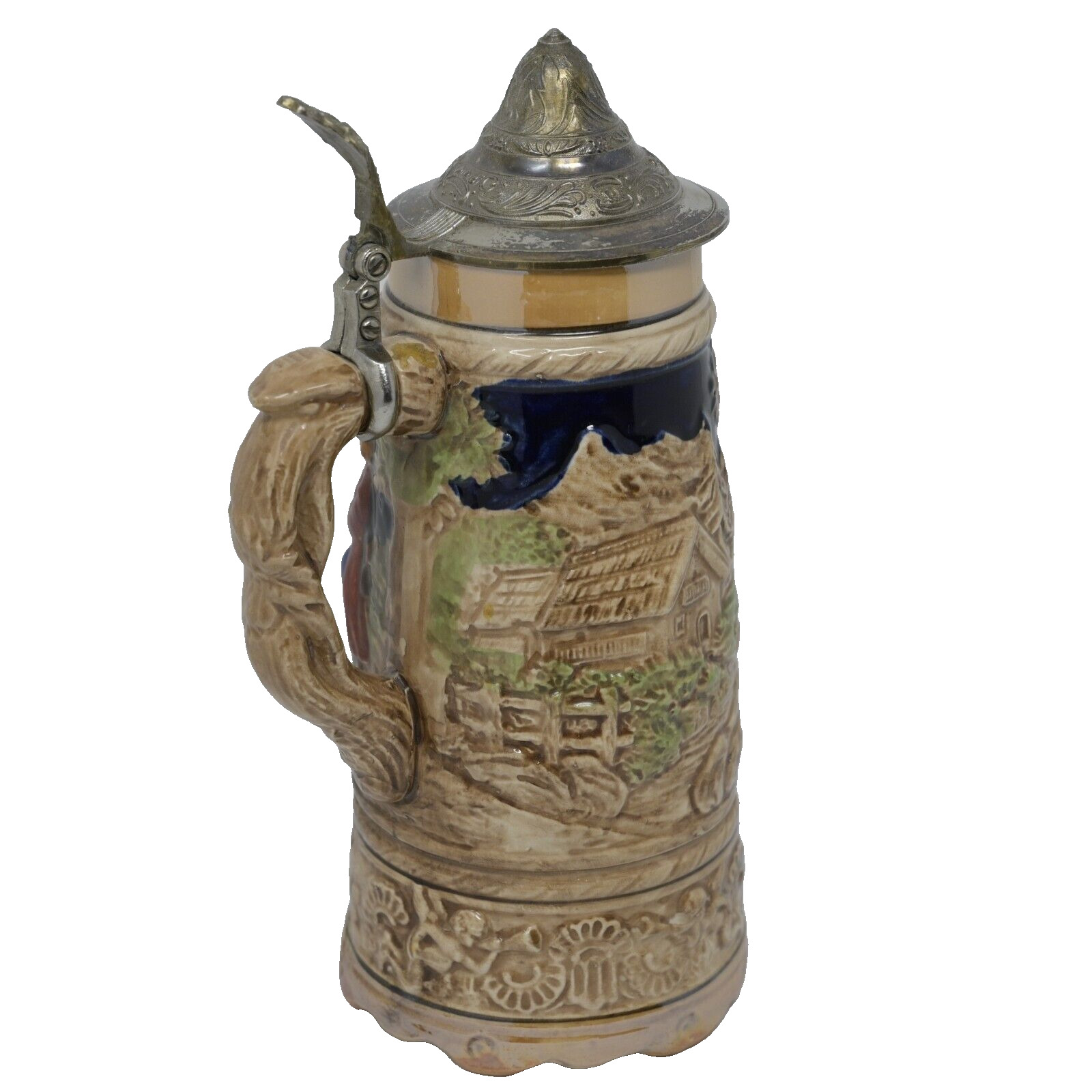 Vintage German Beer Stein With Built in Music Box On The Bottom 