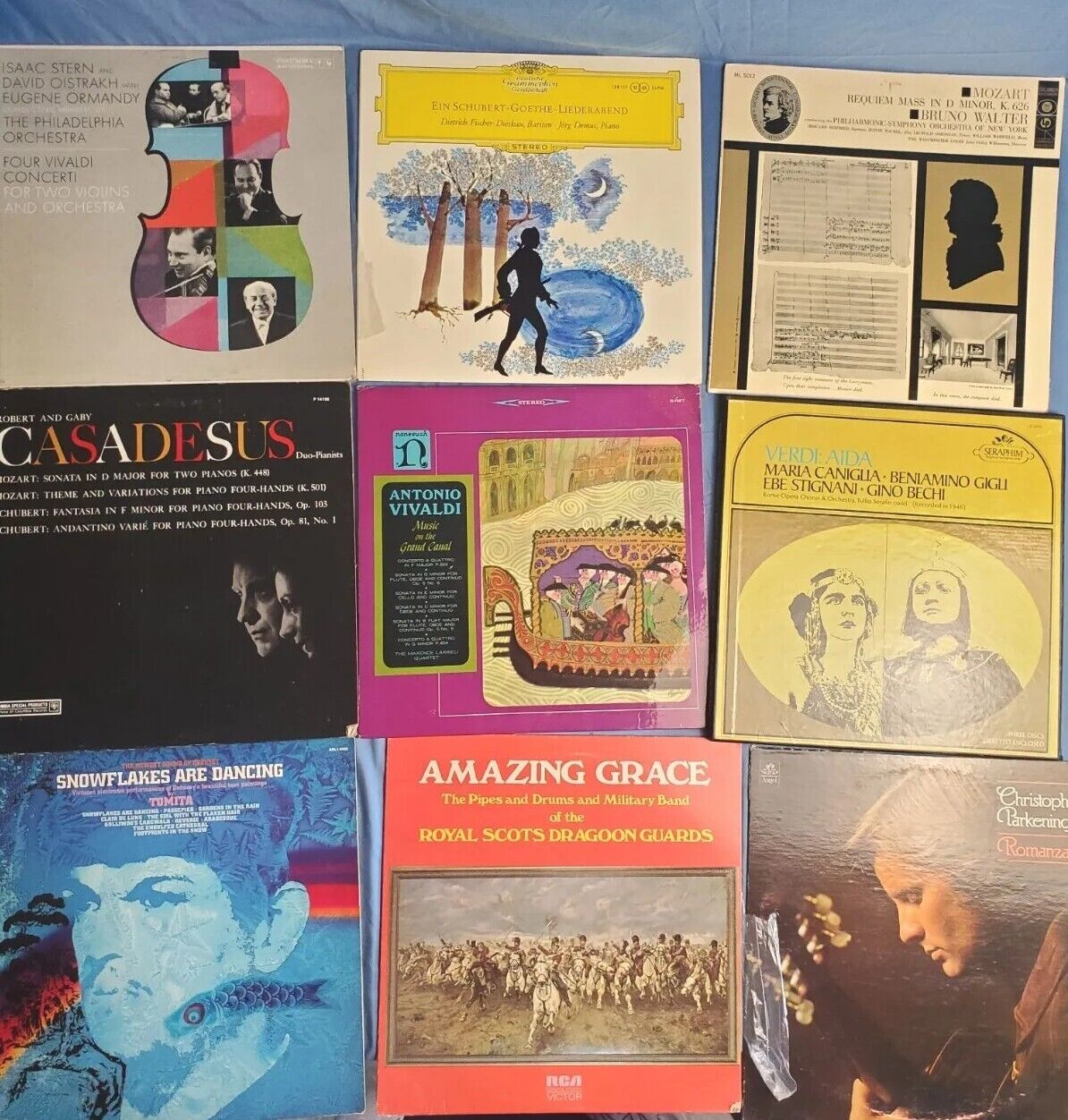 Vintage 9 LP Lot. Classical Music Vivaldi Philharmonic Goethe Verdi Casadesus