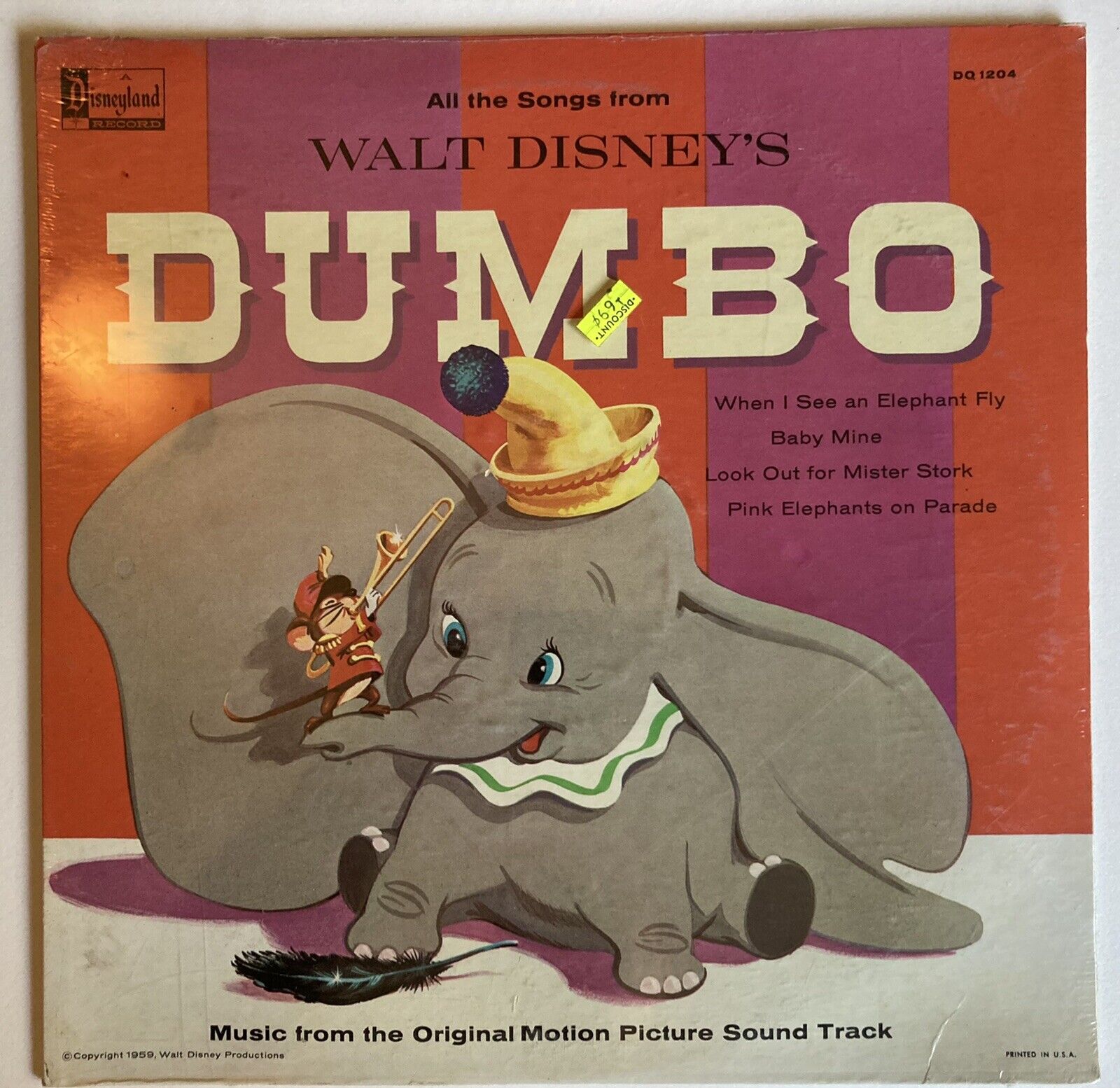 Rare Disney’s Dumbo Disneyland Records LP DQ-1204 Soundtrack NEW SEALED vintage