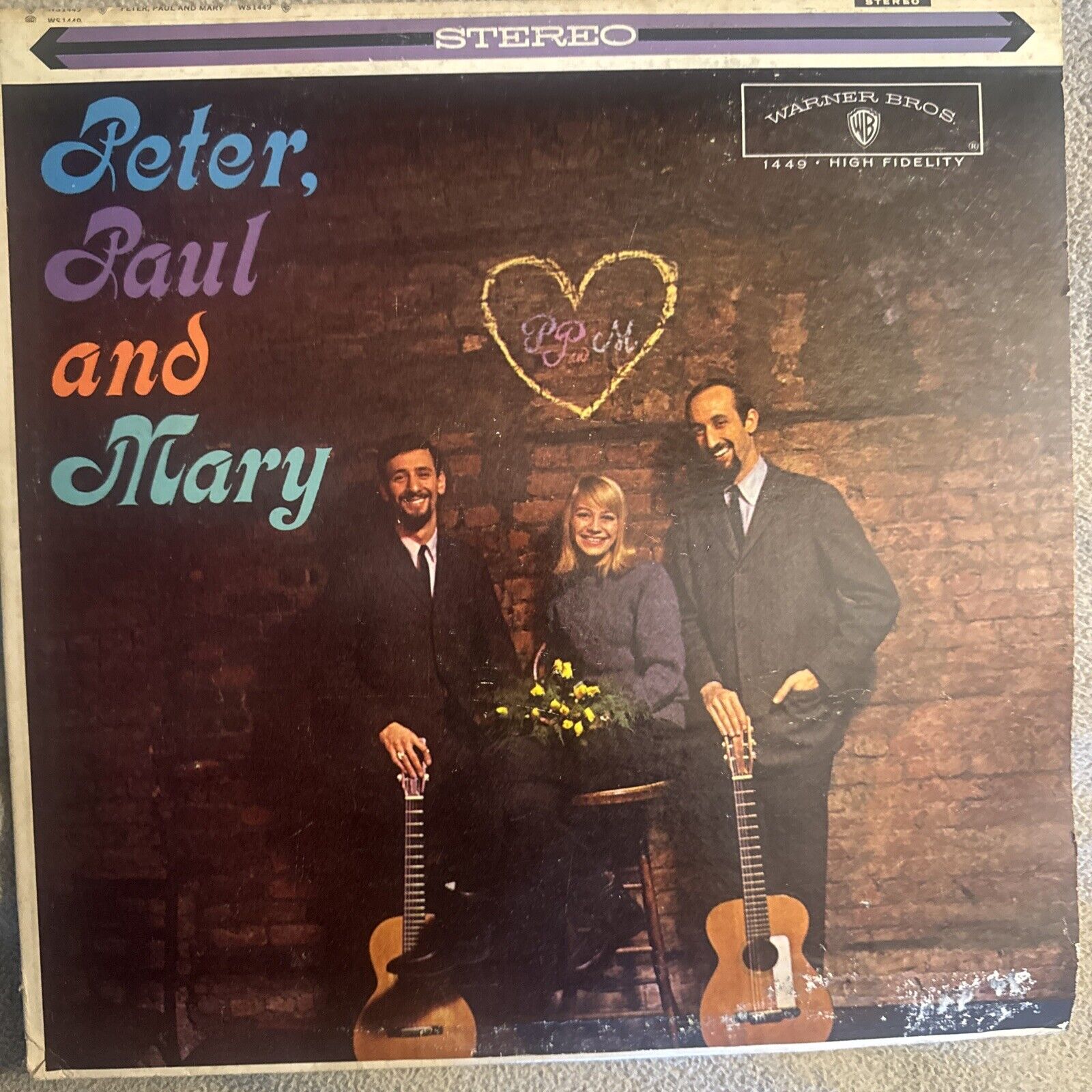 Peter Paul And Mary Self-Titled Vinyl LP Warner Bros. Records W 1449 1962 LP