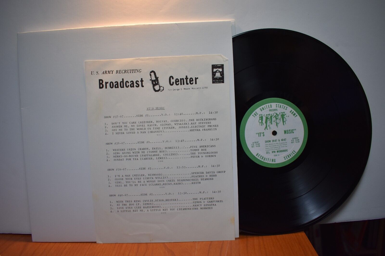 U.S. Army Recruiting Broadcast Center It’s Music LP SHOWS #37-67 through #40-67
