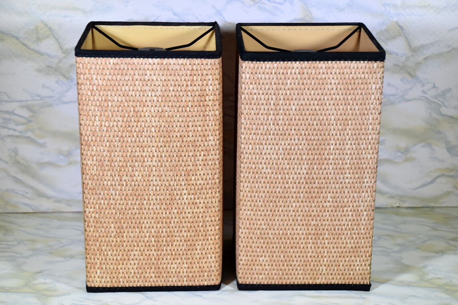 Lampshades Basket Weave Woven Tall Rectangular Vintage $