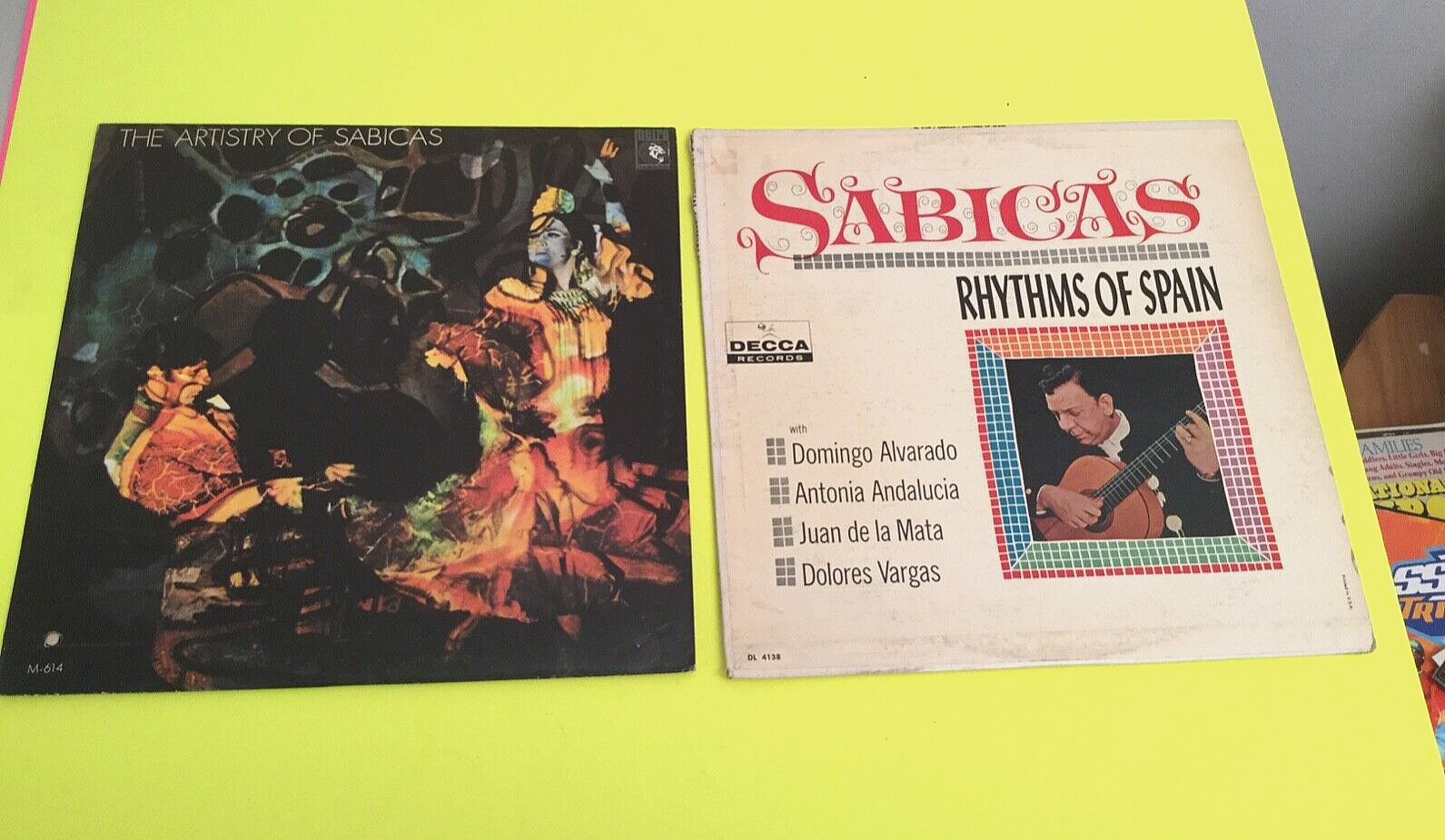 Lot of 2 Vintage  Record Vinyls Artistry of Sabicas and Rhythms of Spain