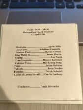 LIve Recorded Opera CD -1632 Don Carlo 1986 Millo Ciannella Verrett morris Nucci picture