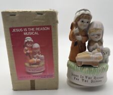 Vintage Nativity Music Box  Jesus Is The Reason for Season Christmas Decoration picture