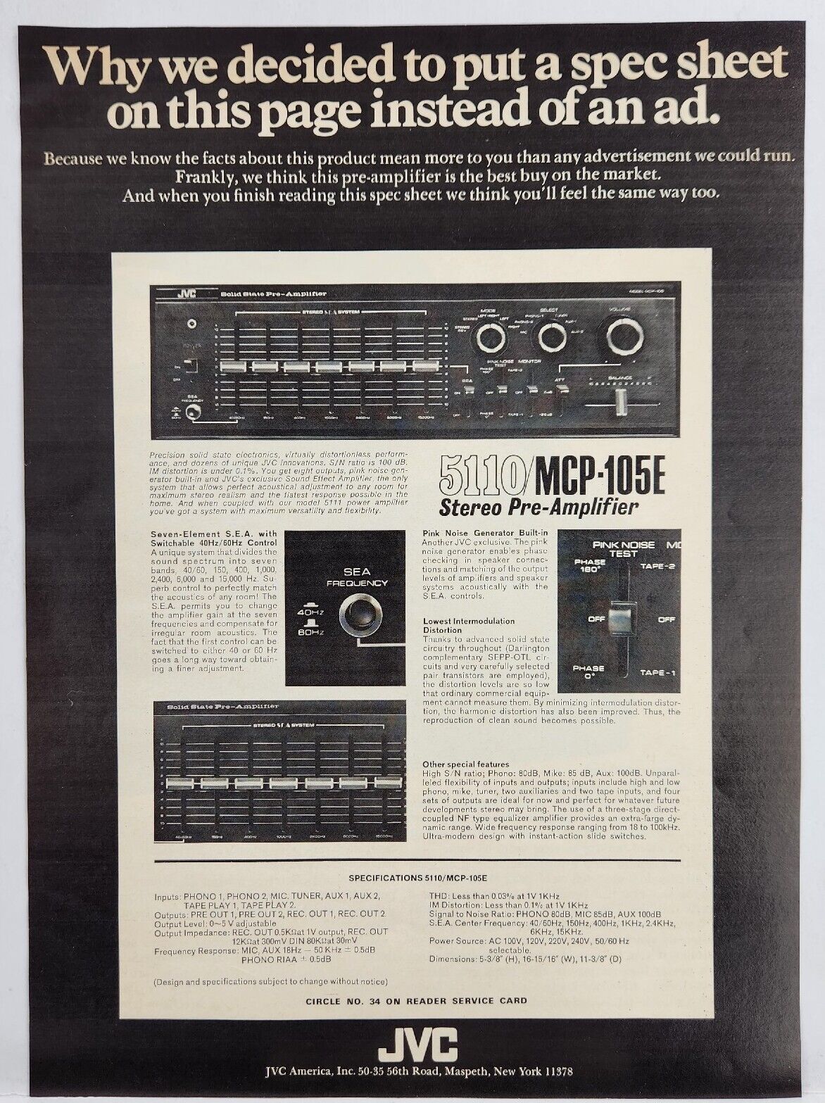 1971 JVC Stereo Pre Amplifier 5110/MCP-105E Vintage Poster Print Ad