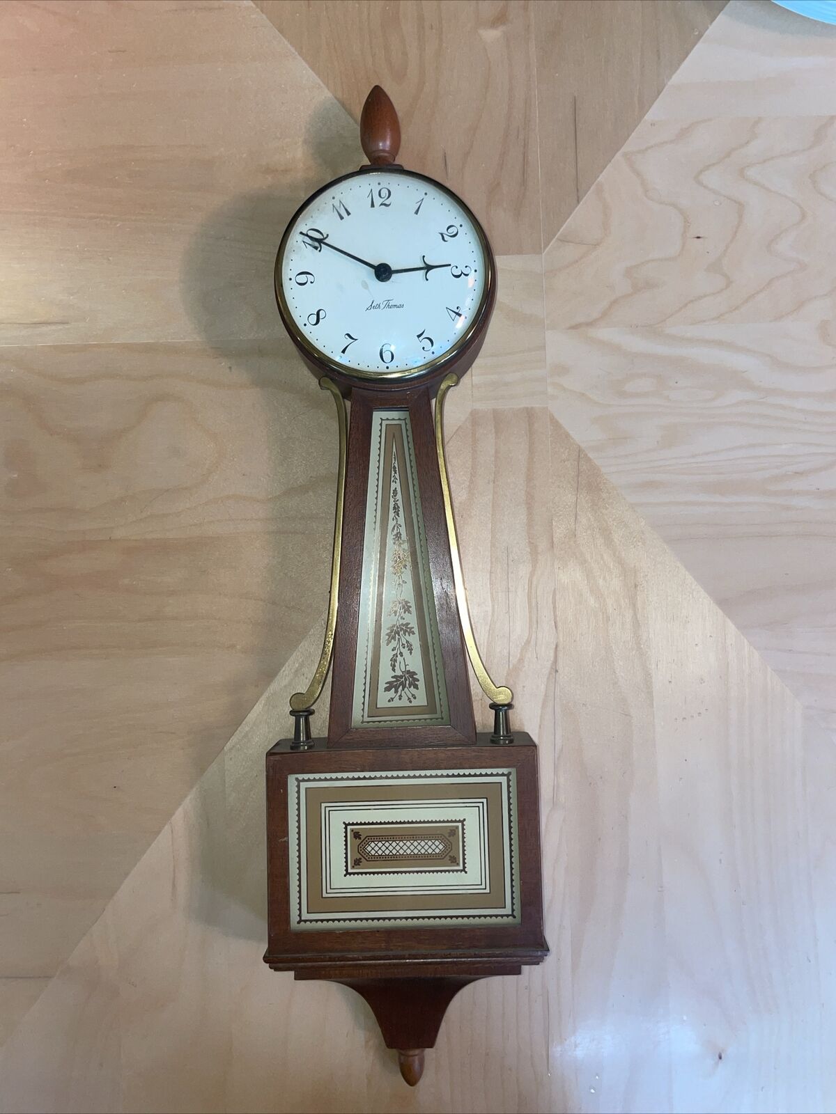 Vintage Seth Thomas Banjo Wall Clock German Jeweled Movement For REPAIR /PARTS