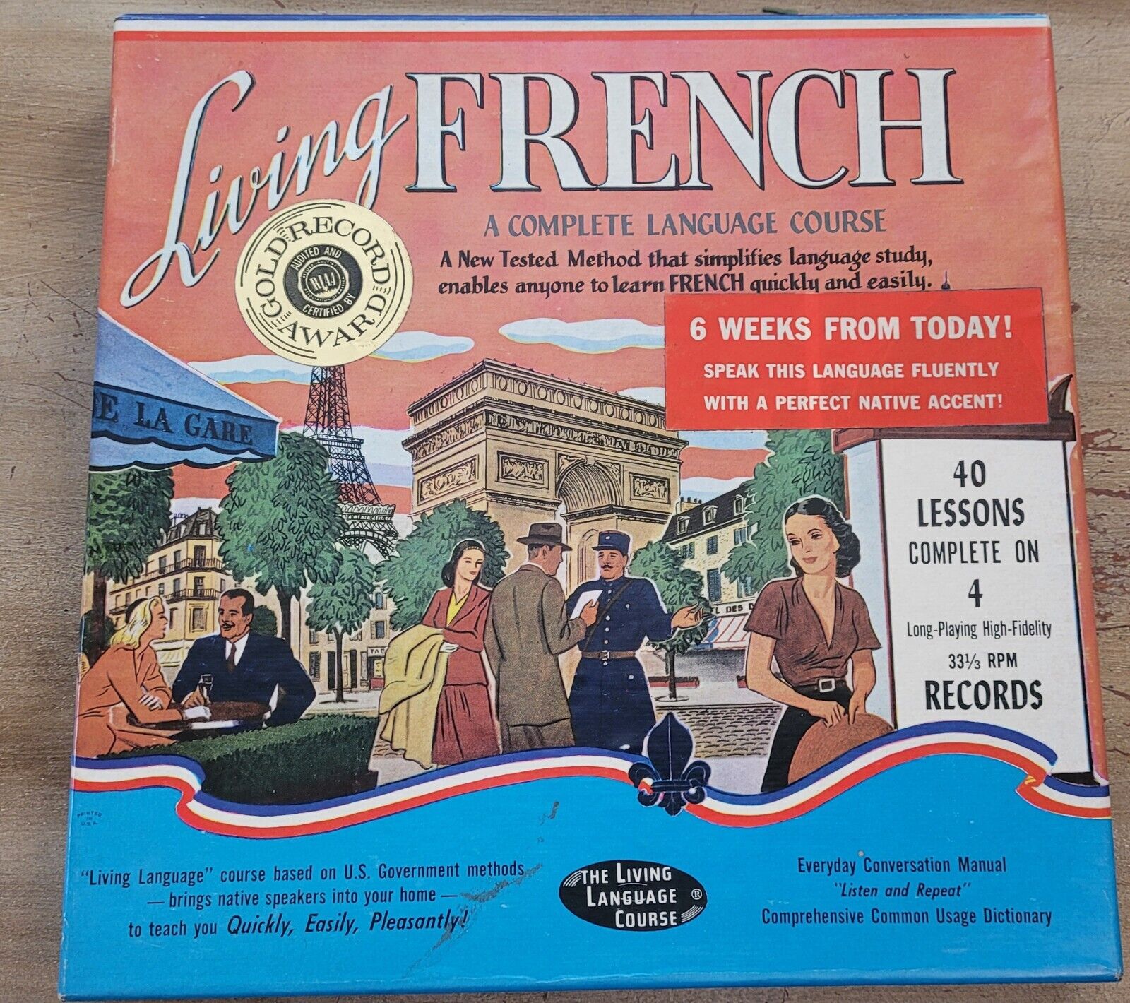 Vintage Living FRENCH A Complete Language Course 1955 40 Lessons on 4-10\