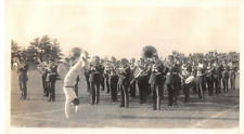 Drum Bugle Corps Exhibition Parade UMaine 1935 Black White Snapshot Photograph picture