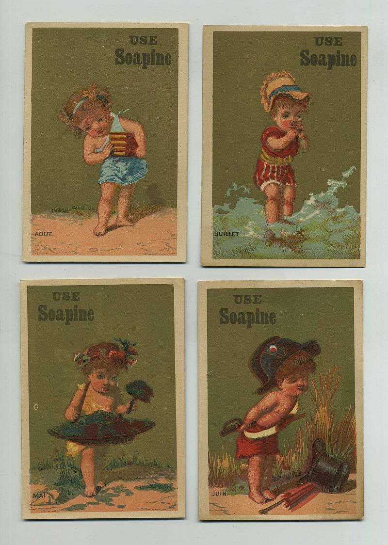 Lot (4) 1800s Soapine Summer Months Advertising Trade Cards Providence RI yz7062