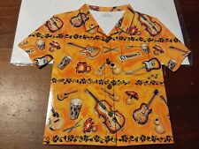 Island Heritage 1999 Hawaiian Shirt T Shirt Card w Envelope Orange Guitars Music picture