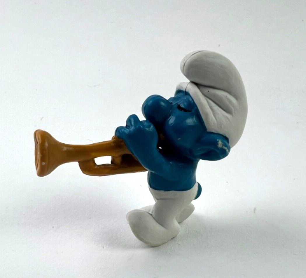 Peyo The Smurfs Trumpet Smurf Jazz Horn Music Player Original Vintage Figurine