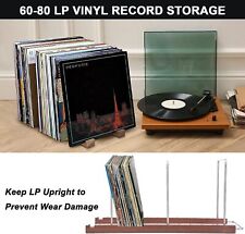 Vintage Dark Brown Wood Vinyl Record Holder Vinyl Record Storage picture