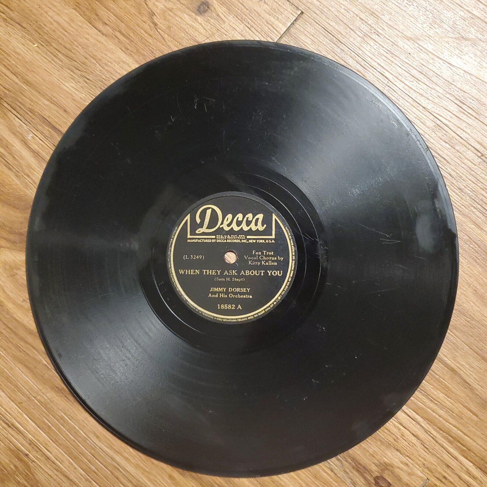Jimmy Dorsey – When They Ask About You/My First Love 1944 Decca 18582 78 10\