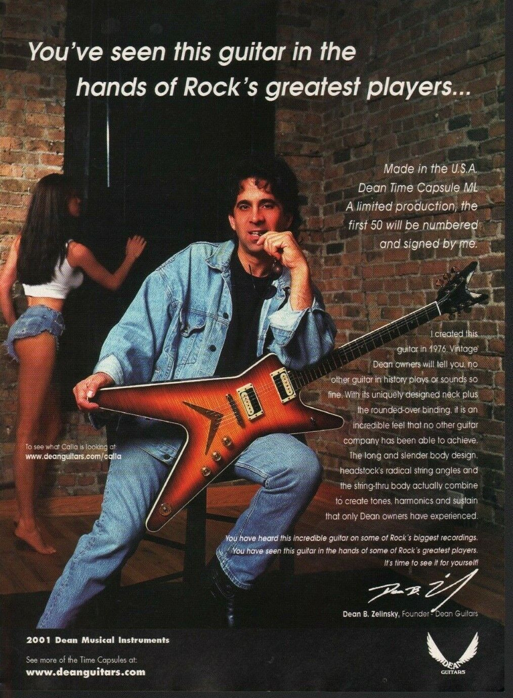 2001 Dean B. Zelinsky - Dean Time Capsule ML - Vintage Guitar Ad