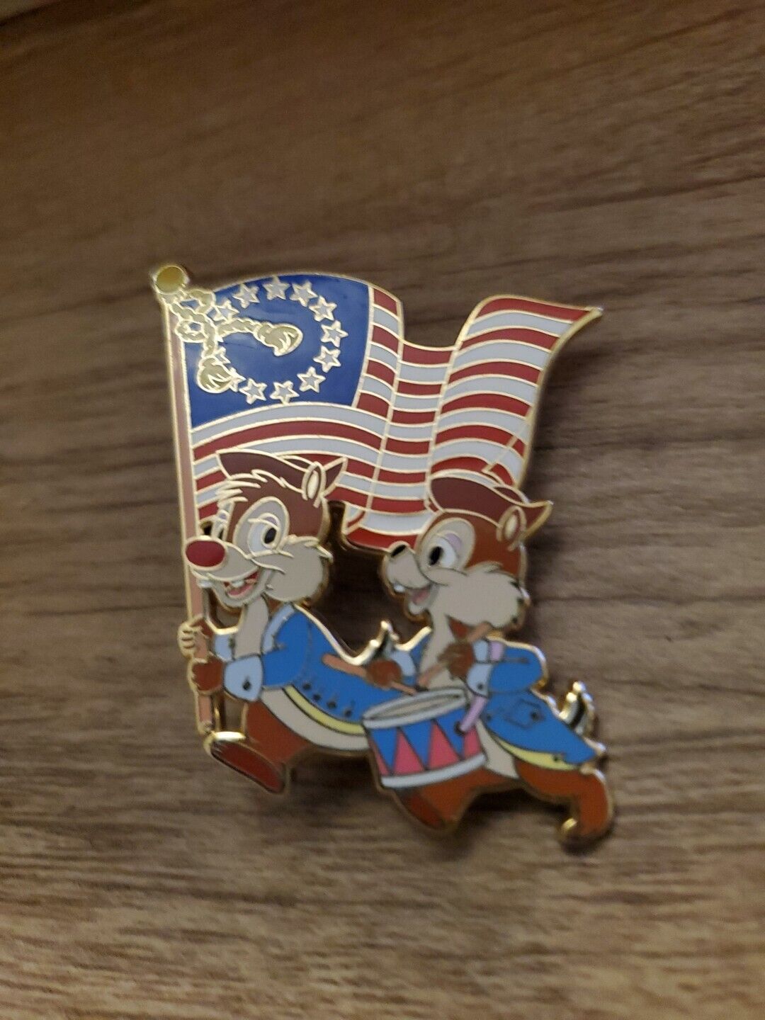 Disney Pin 2008Shopping.com COLONIAL CHIP & DALE DRUM American Flag 4th of July 