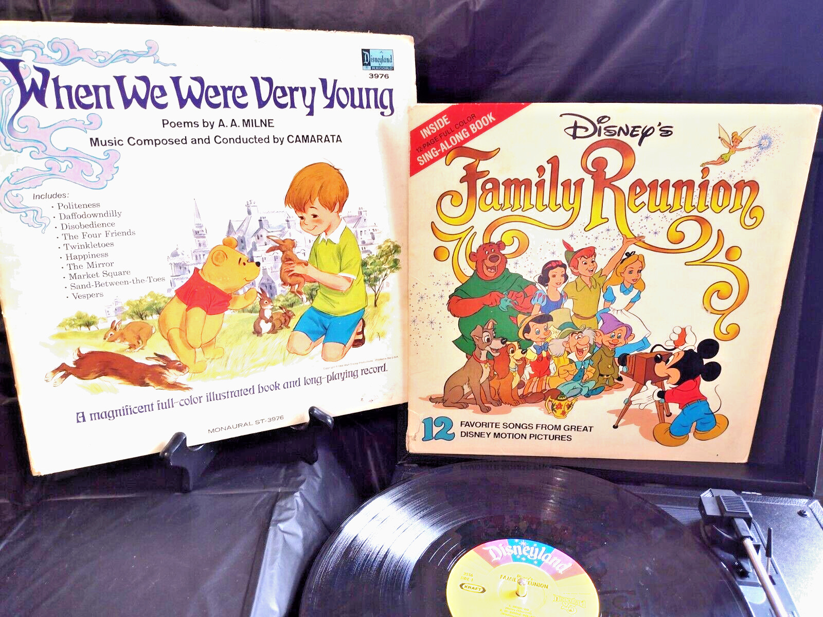 2 Vtg  Disney Lp Records 25th Family Reunion VG+ LP w/Book  & When We Were Young