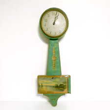 Vintage Gilbert Banjo Green Wall Clock 3707 Made USA For Parts or Repair 22-Inch picture