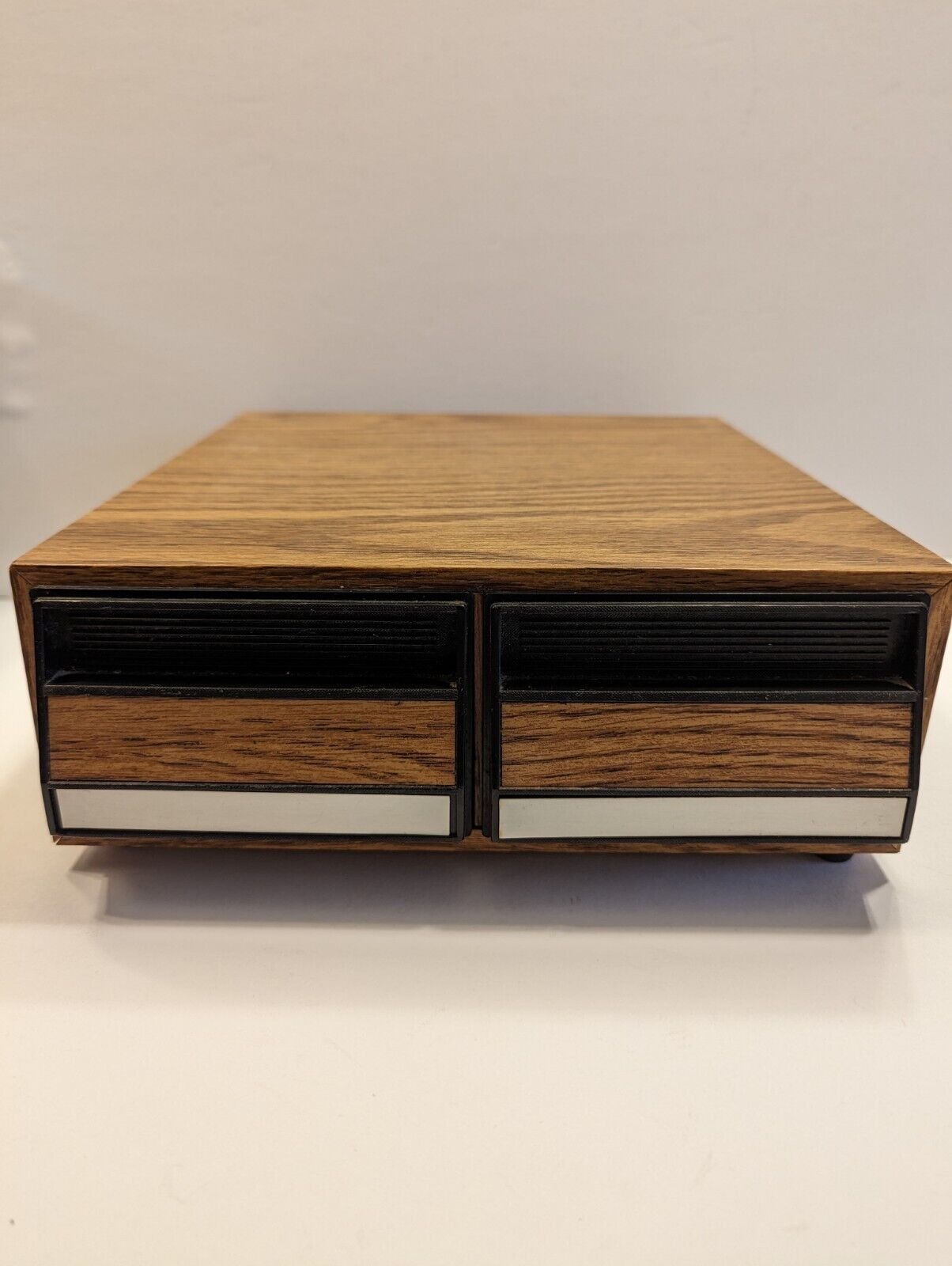 Vintage Faux Wooden 2 Drawer Cassette Tape Holder Storage Cabinet Case Holds 28