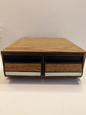 Vintage Faux Wooden 2 Drawer Cassette Tape Holder Storage Cabinet Case Holds 28 picture