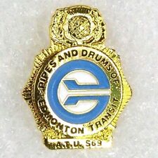 Vintage Pipes & Drums Band of Edmonton Transit Lapel Pin ATU Local 569 Gold Tone picture