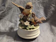 Music Box w/ 2 Sparrows Perched on a Limb, Vintage, Tested  - PRE-OWNED  picture