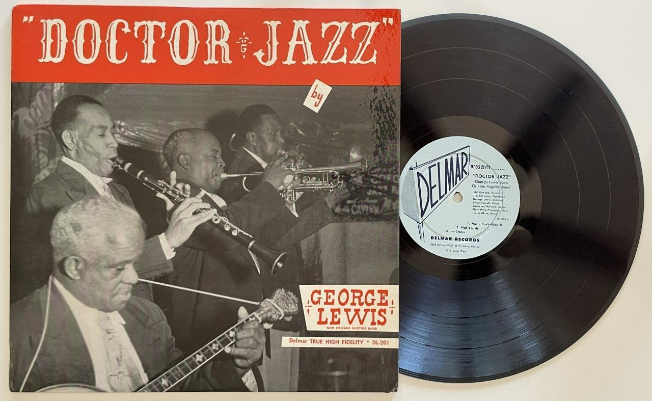 George Lewis New Orleans Ragtime Band Doctor Jazz LP EX Delmar Dixieland (1957)