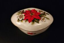 Vintage Royal Yarmouth Christmas Poinsettia porcelain music trinket box - Japan picture