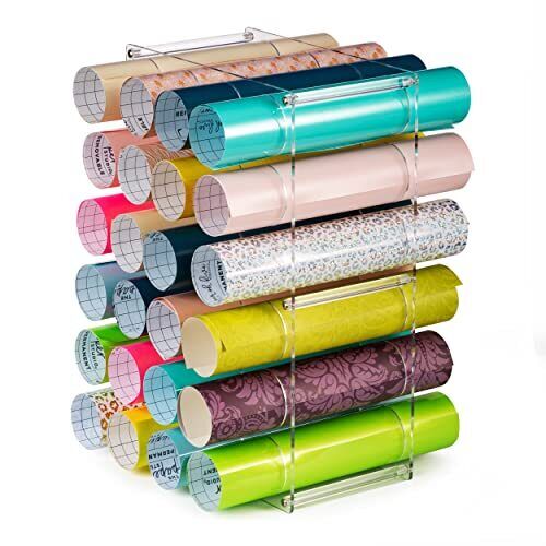 Vinyl Roll Holder with 24 Large Holes - Wide, Sturdy Acrylic Vinyl Storage Or...