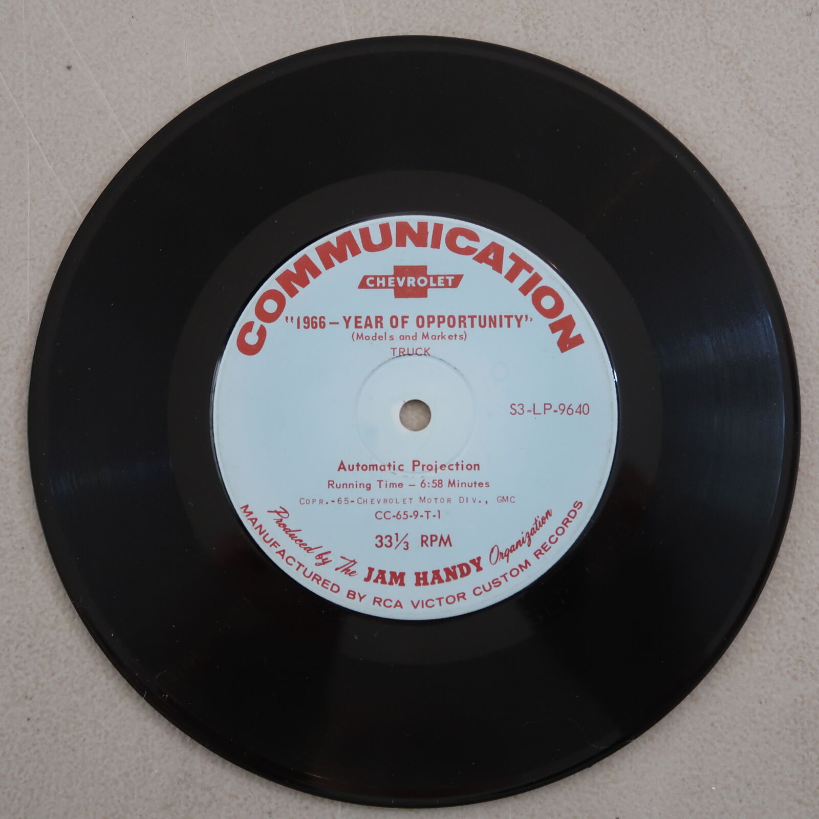 1966-Year Of Opportunity Chevrolet Communication Vinyl Record Jim Handy 1-203