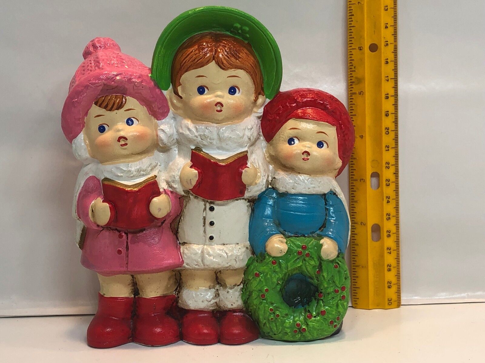 Vintage Music Box Children Carolers Figurine Japan Plaster? Chalkware? KN Japan