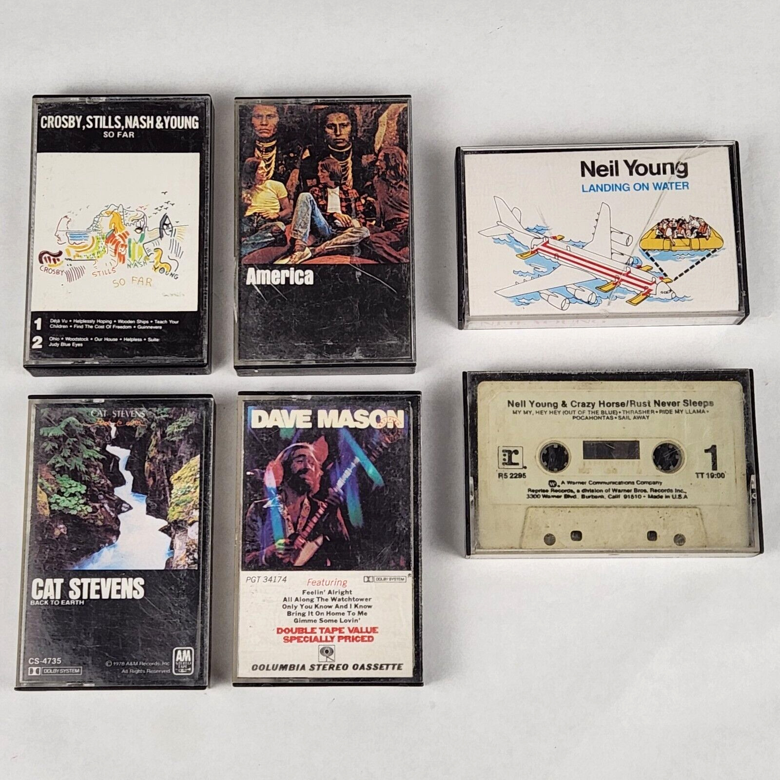 Neil Young Dave Mason Cat Stevens America Cassette Tape Lot of 6 So Far