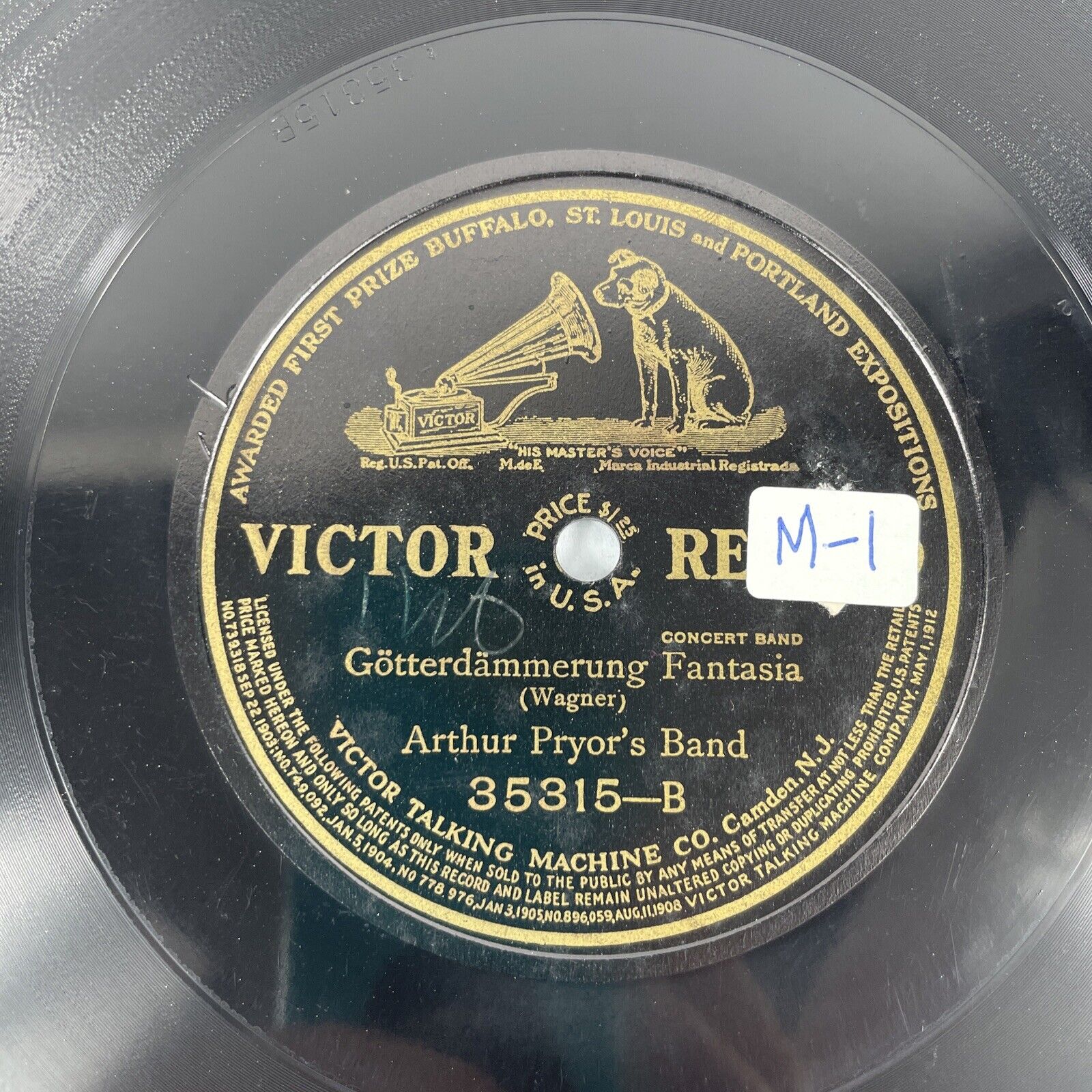 Gotterdammerung Fantasia Arthur Pryor\'s Band 10” Vinyl Victor Record 35315-B