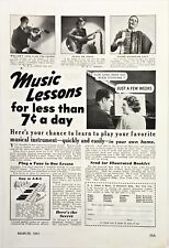 Music Lessons Violin Accordion Guitar Piano Print Ads 1941 6 1/4 X 9 1/4 picture