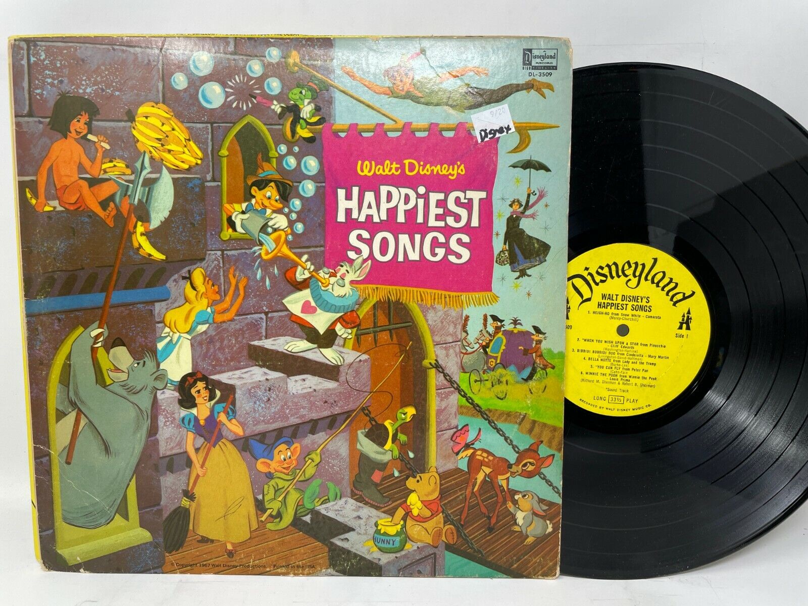 Walt Disney's Happiest Songs LP Vinyl Record 1967