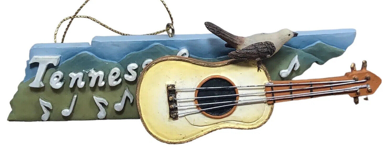 Tennessee State Map & Mockingbird Guitar Ornament Three Dimensional Unusual