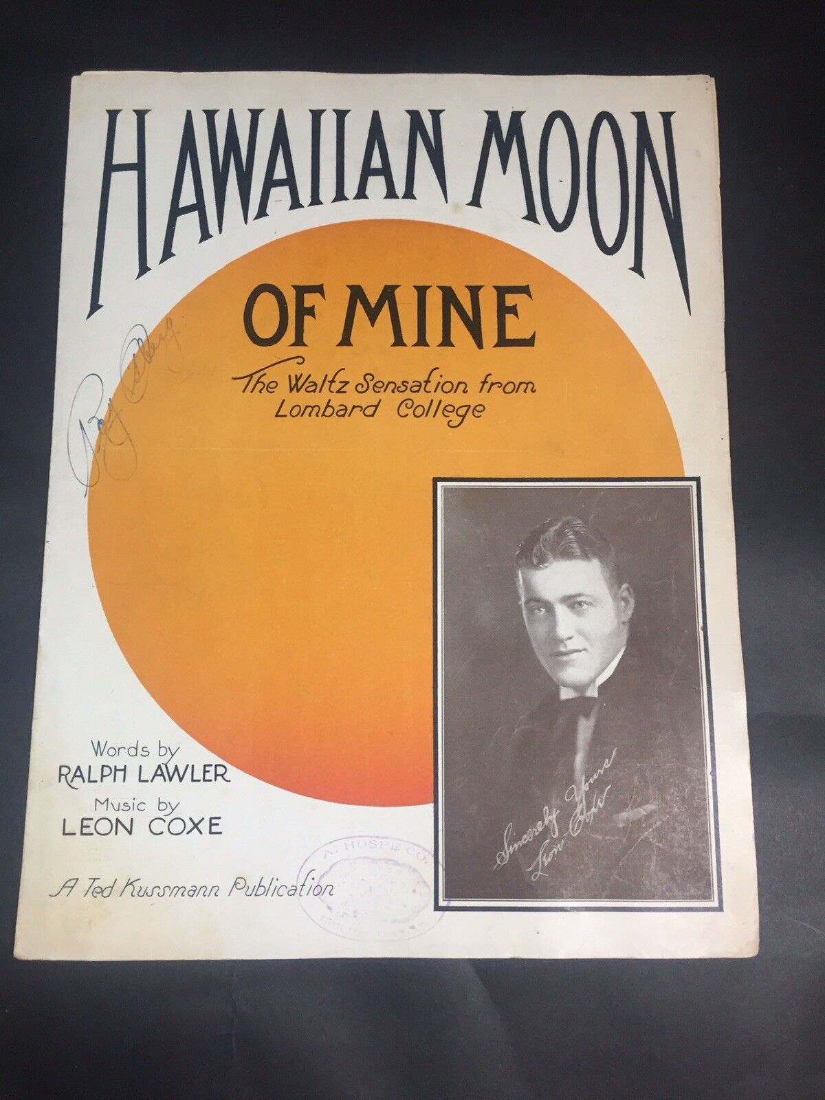 Vintage Sheet Music Hawaiian Moon Of Mine 1924 Hawaii Ralph Lawler Leon Coxe