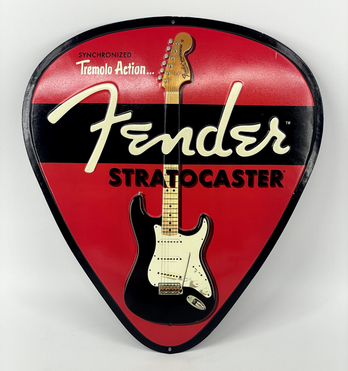 Fender Stratocaster Synchronized Tremolo Action Guitar Pick Metal Sign