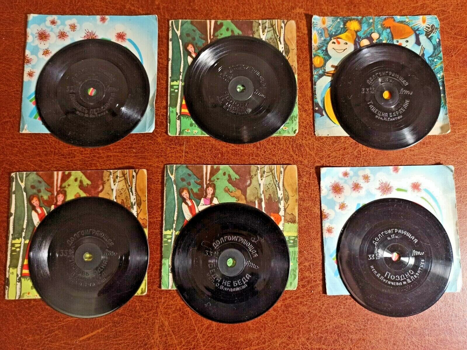 Collection of miniature records from USSR. Diameter 10 cm. Soviet stage.