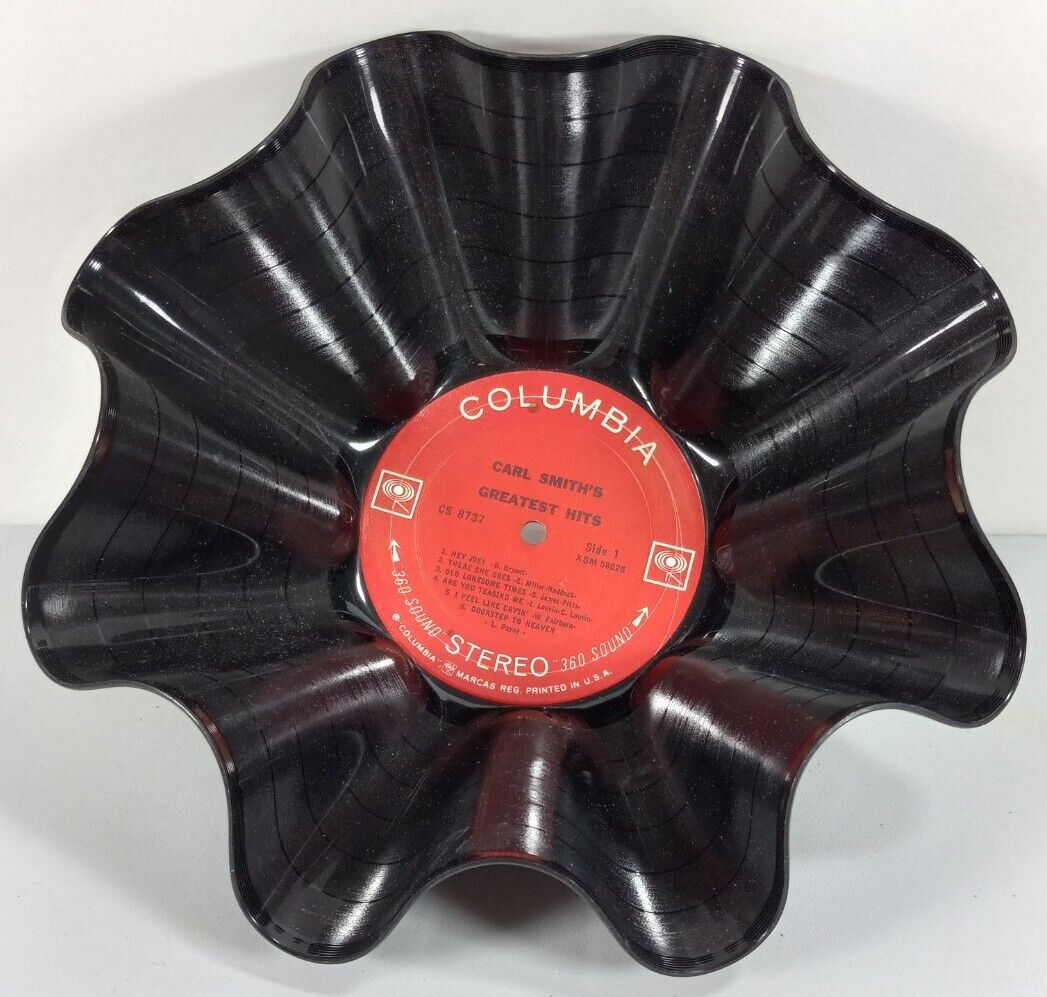 Red Vinyl LP Record Decorative Bowl Very Symmetrical Carl Smiths Greatest Hits