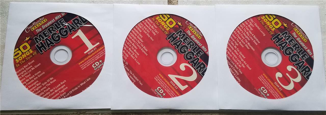 MERLE HAGGARD COUNTRY KARAOKE 3 CDG SET CHARTBUSTER MUSIC 50 SONGS CD+G 5049