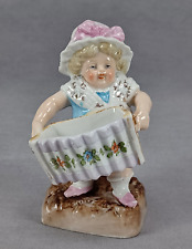 Antique German Conta & Boehme Girl With Harmonica Figurine Match Holder Striker picture