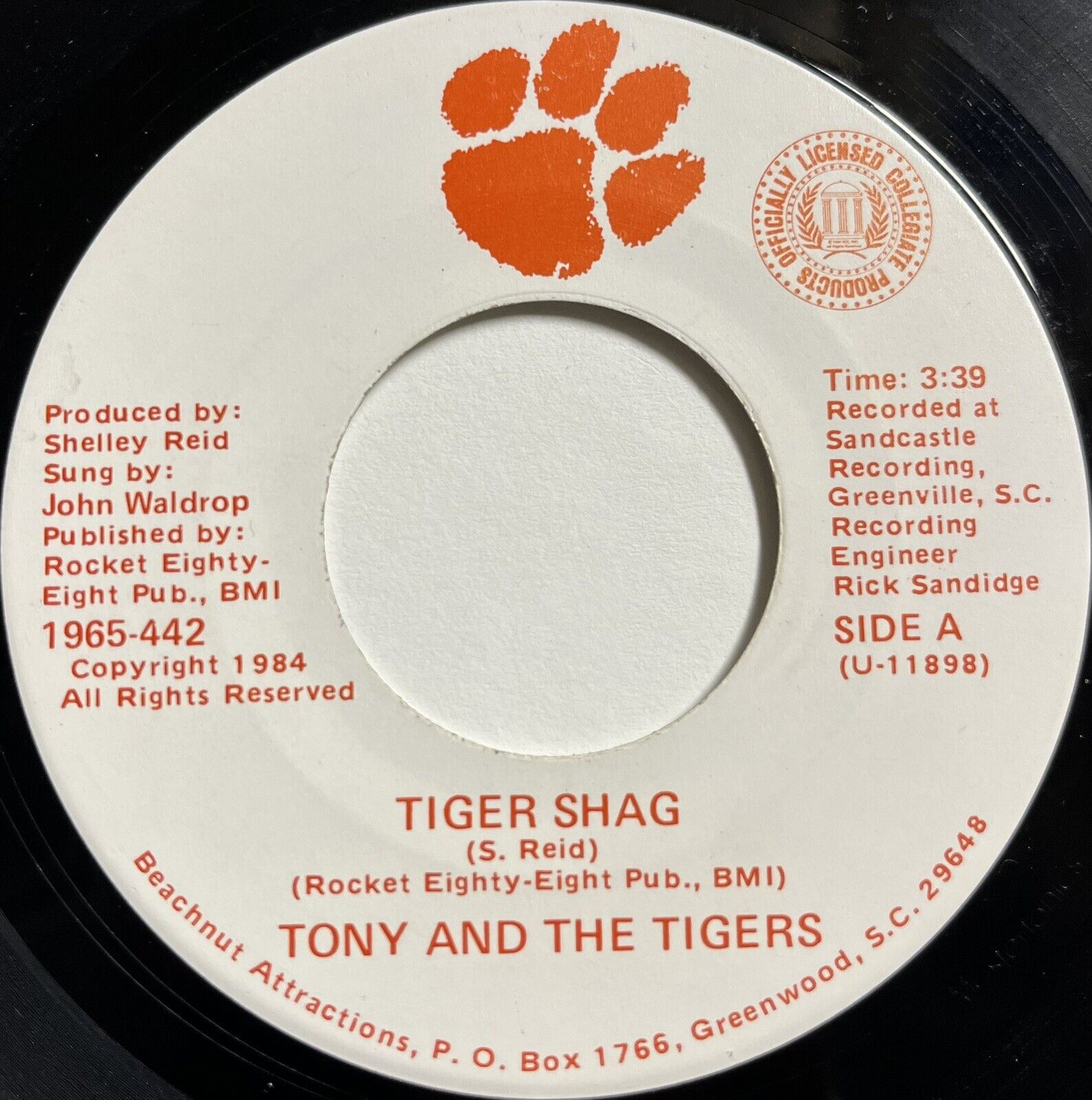 Tony And The Tigers “Tiger Shag” Soul 45 South Carolina Beach Music 1984 Clemson