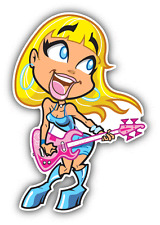 Girl Rocker Bass Guitar Music Cute Cartoon Car Bumper Sticker Decal 3