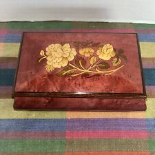 Vintage Italy Maroon Inlaid Small Music Box Needs Repair picture
